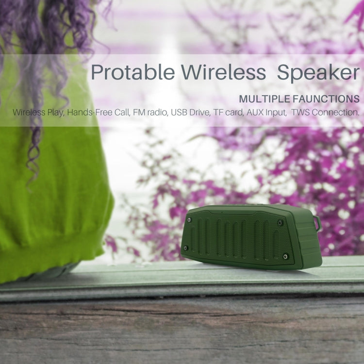 NewRixing NR-4019 Outdoor Portable Bluetooth Speaker with Hands-free Call Function, Support TF Card & USB & FM & AUX (Green)
