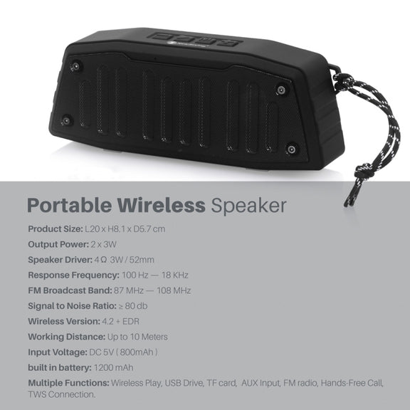 NewRixing NR-4019 Outdoor Portable Bluetooth Speaker with Hands-free Call Function, Support TF Card & USB & FM & AUX (Grey)