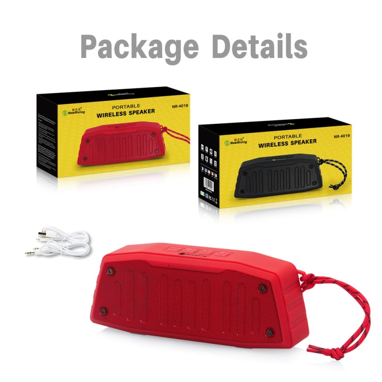 NewRixing NR-4019 Outdoor Portable Bluetooth Speaker with Hands-free Call Function, Support TF Card & USB & FM & AUX (Red)