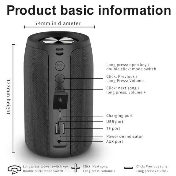 ZEALOT S32 5W HiFi Bass Wireless Bluetooth Speaker, Support Hands-free / USB / AUX (Camouflage)