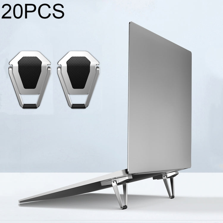 20 PCS R-JUST BJ01 Universal Stickable Shield Shape Laptop Foldable Stand(Silver) - free shipping - PMC Jewellery - Order now!