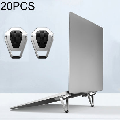 20 PCS R-JUST BJ01 Universal Stickable Shield Shape Laptop Foldable Stand(Silver) - free shipping - PMC Jewellery - Order now!