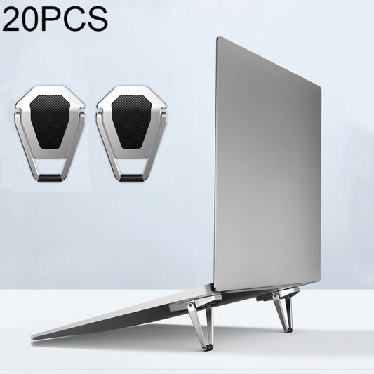 20 PCS R-JUST BJ01 Universal Stickable Shield Shape Laptop Foldable Stand(Silver) - free shipping - PMC Jewellery - Order now!