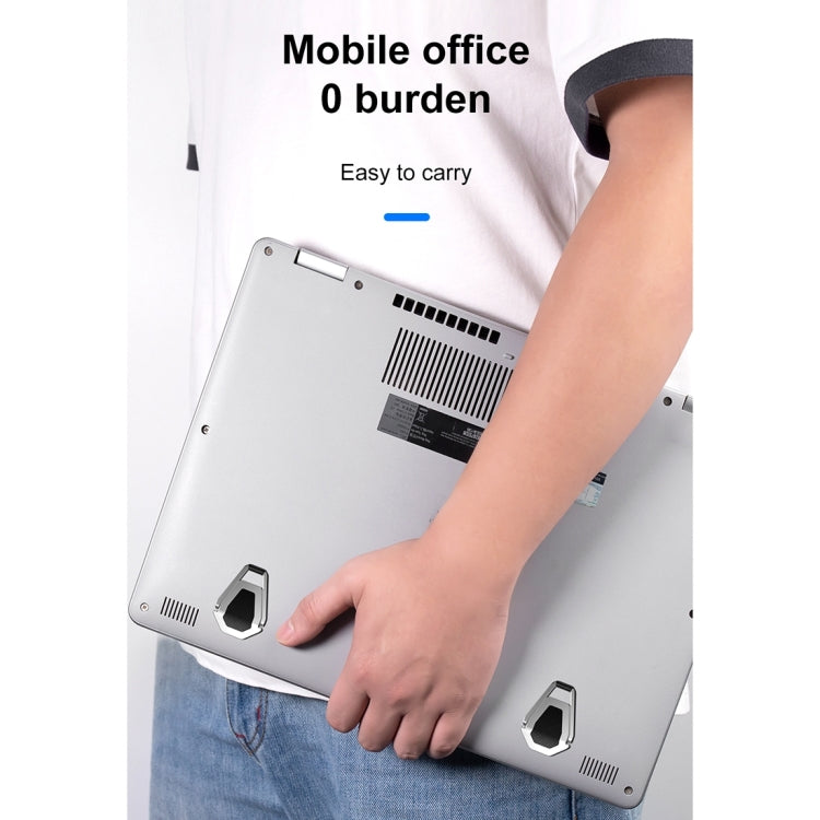 20 PCS R-JUST BJ01 Universal Stickable Shield Shape Laptop Foldable Stand(Silver) - free shipping - PMC Jewellery - Order now!