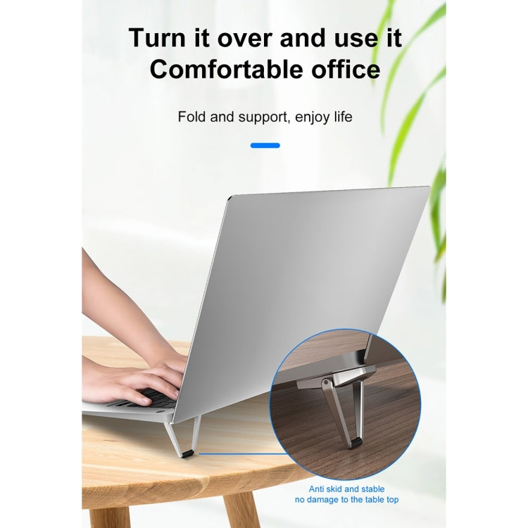 20 PCS R-JUST BJ01 Universal Stickable Shield Shape Laptop Foldable Stand(Silver) - free shipping - PMC Jewellery - Order now!