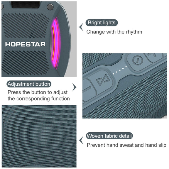 HOPESTAR H24 Pro TWS Portable Outdoor Water-resistant Woven Textured Bluetooth Speaker with Rhythm Light, Support Hands-free Call & U Disk & TF Card & 3.5mm AUX & FM (Red)