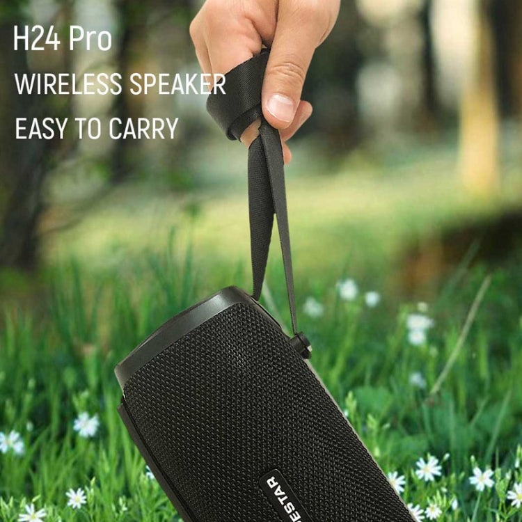 HOPESTAR H24 Pro TWS Portable Outdoor Waterproof Woven Textured Bluetooth Speaker with Rhythm Light, Support Hands-free Call & U Disk & TF Card & 3.5mm AUX & FM (Black) - free shipping - PMC Jewellery - Order now!