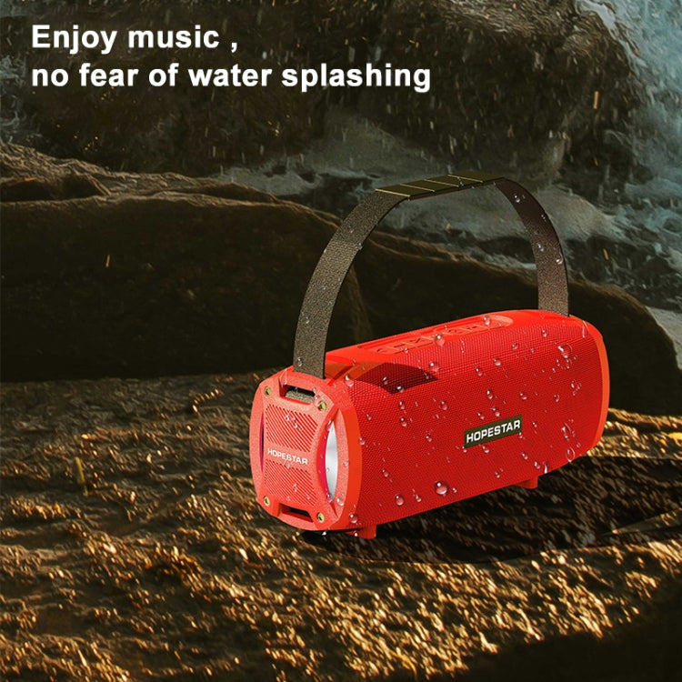 HOPESTAR H24 Pro TWS Portable Outdoor Waterproof Woven Textured Bluetooth Speaker with Rhythm Light, Support Hands-free Call & U Disk & TF Card & 3.5mm AUX & FM (Black) - free shipping - PMC Jewellery - Order now!