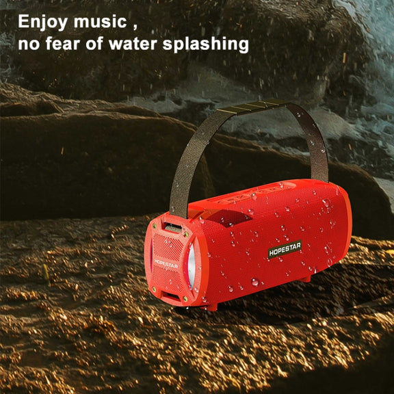 HOPESTAR H24 Pro TWS Portable Outdoor Water-resistant Woven Textured Bluetooth Speaker with Rhythm Light, Support Hands-free Call & U Disk & TF Card & 3.5mm AUX & FM (Blue)