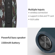 HOPESTAR P31 TWS Portable Outdoor Water-resistant Lens-style Head Bluetooth Speaker with LED Color Light, Support Hands-free Call & U Disk & TF Card & 3.5mm AUX & FM (Red)