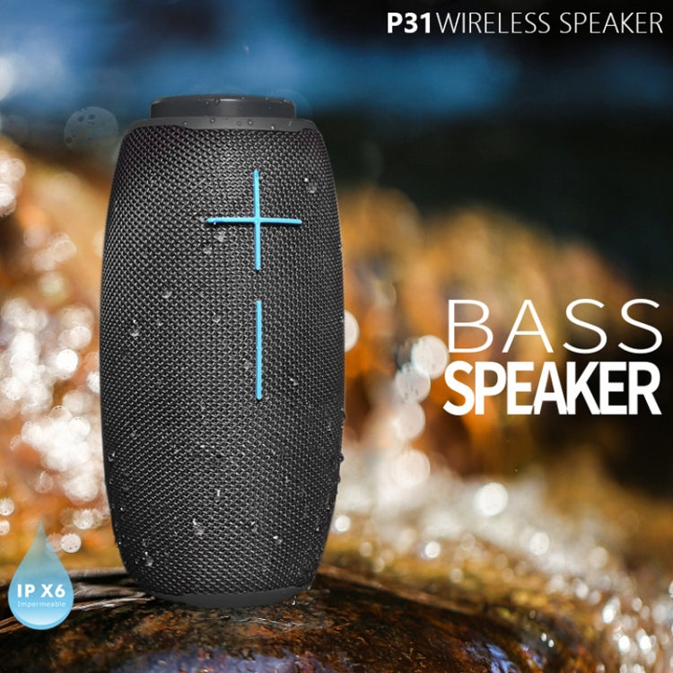 HOPESTAR P31 TWS Portable Outdoor Water-resistant Lens-style Head Bluetooth Speaker with LED Color Light, Support Hands-free Call & U Disk & TF Card & 3.5mm AUX & FM (Red)
