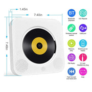 The Second Generation Portable Digital Display Bluetooth Speaker CD Player with Remote Control (Pink)