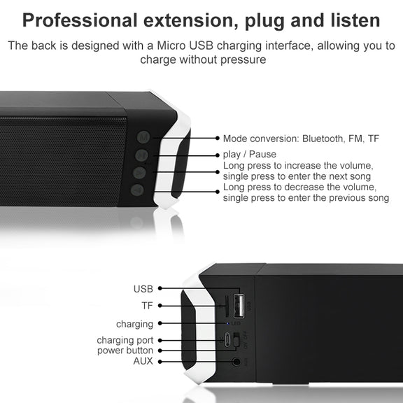 NewRixing NR-2017 Portable Bluetooth Speaker, Support Hands-free Call / TF Card / FM / U Disk (Black)