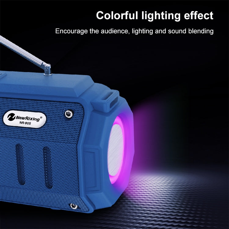 New Rixing NR-905FM TWS Bluetooth Speaker Support Hands-free Call / FM with Shoulder Strap & Antenna (Green)