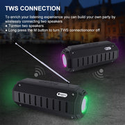 New Rixing NR-905FM TWS Bluetooth Speaker Support Hands-free Call / FM with Shoulder Strap & Antenna (Green)