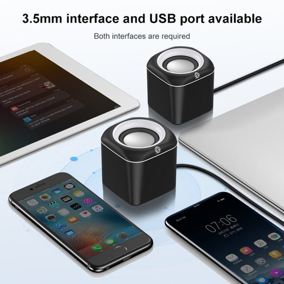 A1 Upgraded Version USB Wire-controlled 4D Stereo Sound Mini Wired Speaker, Cable Length: 1.3m(White)