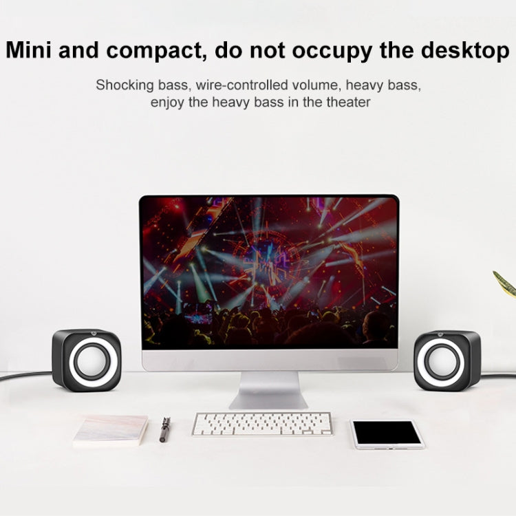 A1 Upgraded Version USB Wire-controlled 4D Stereo Sound Mini Wired Speaker, Cable Length: 1.3m(White)