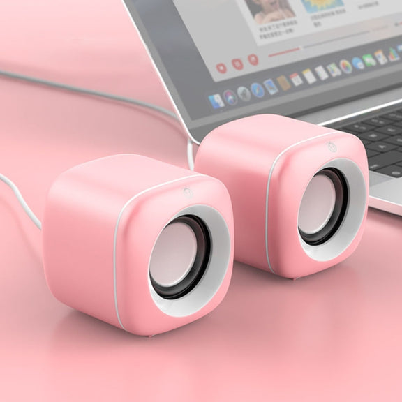 A1 USB Wire-controlled 9D Subwoofer Sound Mini Wired Speaker, Premium Version(Pink)