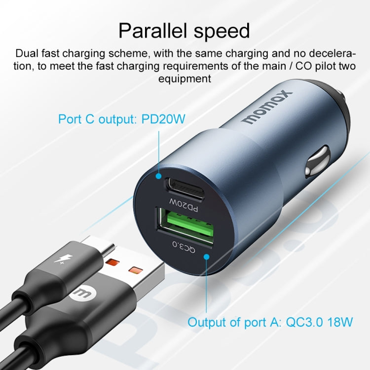 MOMAX UC15 38W PD + QC3.0 Dual Ports Car Charger - free shipping - PMC TechLife - Order now!