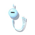 Micro + 8 Pin + Type-C / USB-C 3 In 1 Telescopic Charging Cable (Blue) - Multifunction Cable by PMC TechLife | Online Shopping South Africa | PMC TechLife | Buy Now Pay Later Mobicred