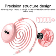 Micro + 8 Pin + Type-C / USB-C 3 In 1 Telescopic Charging Cable (Red)