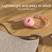Micro + 8 Pin + Type-C / USB-C 3 In 1 Telescopic Charging Cable (Red)