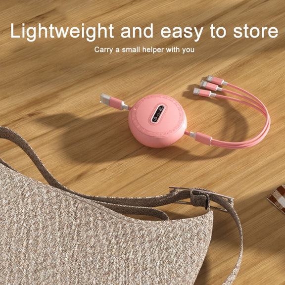 Micro + 8 Pin + Type-C / USB-C 3 In 1 Telescopic Charging Cable (Red)