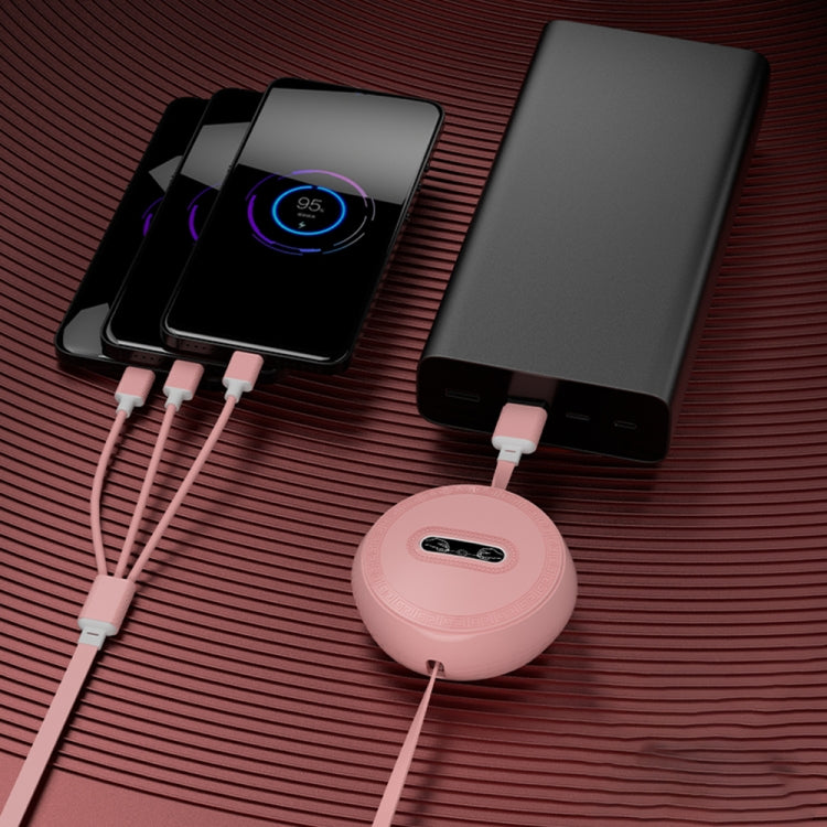 Micro + 8 Pin + Type-C / USB-C 3 In 1 Telescopic Charging Cable (Red)