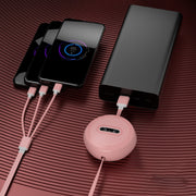 Micro + 8 Pin + Type-C / USB-C 3 In 1 Telescopic Charging Cable (Black)