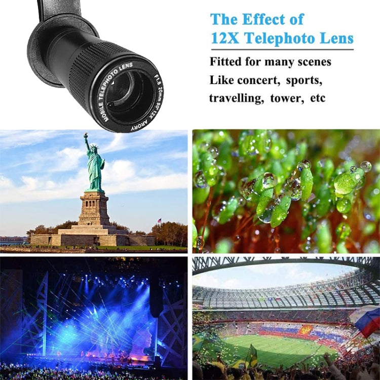 HAUTIK HK-005 Universal 12X 20mm F1.8 Telephoto Lens with Clip, For iPhone, Galaxy, Sony, Lenovo, HTC, Huawei, Google, LG, Xiaomi, other Smartphones and Ultra-thin Digital Camera