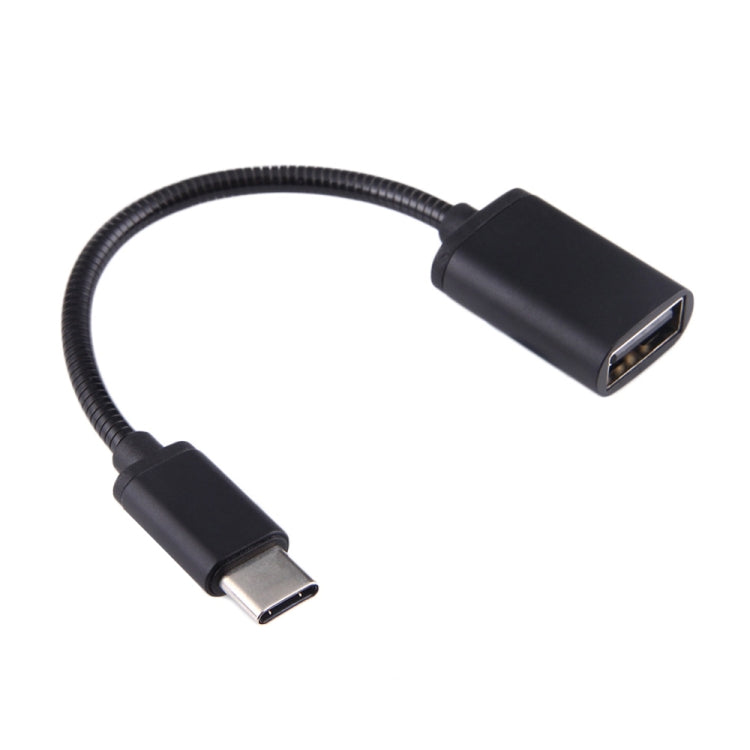 8.3cm USB Female to Type-C Male Metal Wire OTG Cable Charging Data Cable(Black) - OTG Adapter by PMC TechLife | Online Shopping South Africa | PMC TechLife | Buy Now Pay Later Mobicred