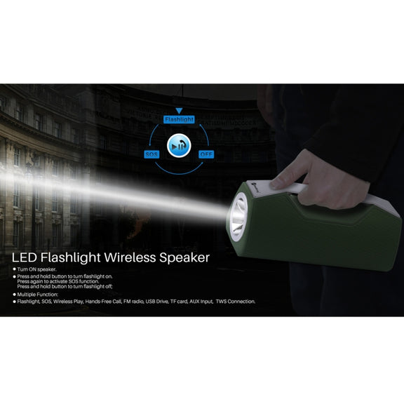 NewRixing NR-2028 Portable Lighting Wireless Bluetooth Stereo Speaker Support TWS Function Speaker (Green)