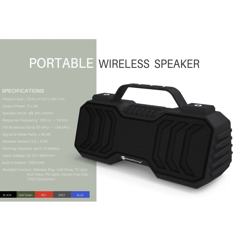 NewRixing NR-2029 Portable Wireless Bluetooth Stereo Speaker Support TWS Function Speaker(Red)