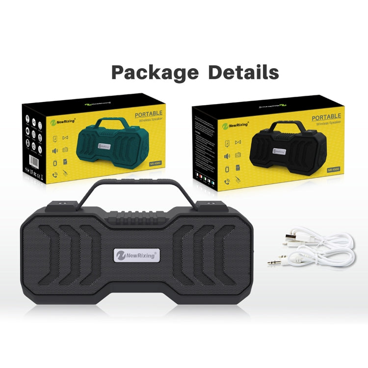 NewRixing NR-4500 Portable Wireless Bluetooth Stereo Speaker Support TWS / FM Function Speaker (Black)