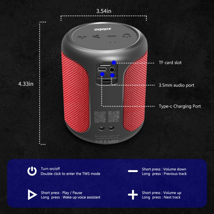 XDOBO Draco Mini IPX6 Waterproof Portable TWS Wireless Bluetooth Speaker Subwoofer (Black) - free shipping - PMC Jewellery - Order now!