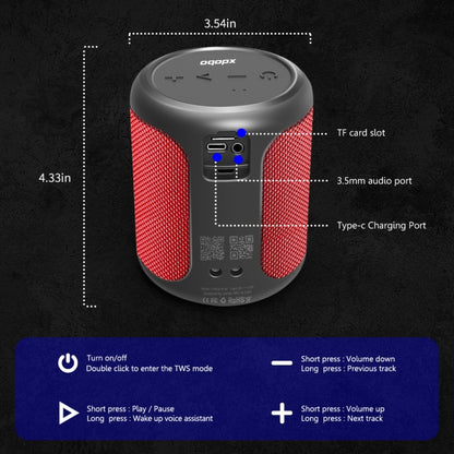 XDOBO Draco Mini IPX6 Waterproof Portable TWS Wireless Bluetooth Speaker Subwoofer (Black) - free shipping - PMC Jewellery - Order now!