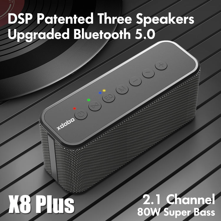 XDOBO X8 Plus 80W Wireless Bluetooth Speaker Outdoor Subwoofer Support TWS & TF Card & U Disk (Black)