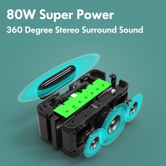 XDOBO X8 Plus 80W Wireless Bluetooth Speaker Outdoor Subwoofer Support TWS & TF Card & U Disk (Black)