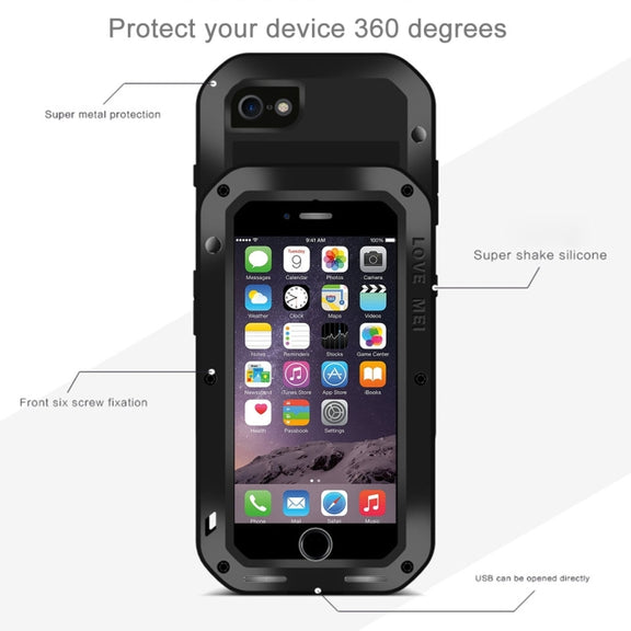 LOVE MEI for  iPhone 7 Professional and Powerful Dustproof Shockproof Anti-slip Metal Protective Case(Silver)