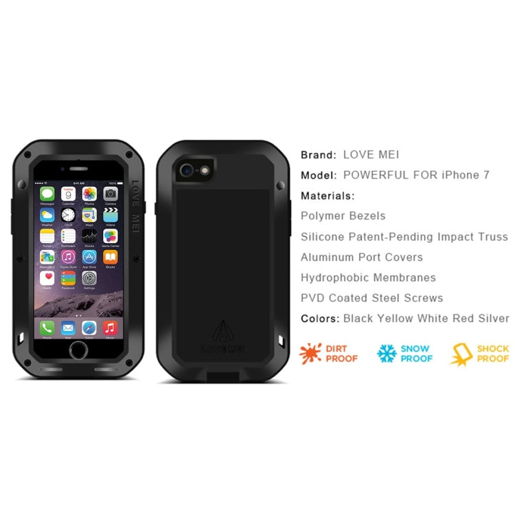 LOVE MEI for  iPhone 7 Professional and Powerful Dustproof Shockproof Anti-slip Metal Protective Case(Silver) - free shipping - PMC TechLife - Order now!