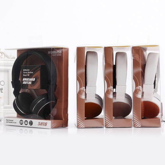 SH-16 Headband Folding Stereo Wireless Bluetooth Headphone Headset, Support 3.5mm Audio & Hands-free Call & TF Card &FM, for iPhone, iPad, iPod, Samsung, HTC, Sony, Huawei, Xiaomi and other Audio Devices(Gold)