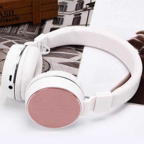 SH-16 Headband Folding Stereo Wireless Bluetooth Headphone Headset, Support 3.5mm Audio & Hands-free Call & TF Card &FM, for iPhone, iPad, iPod, Samsung, HTC, Sony, Huawei, Xiaomi and other Audio Devices(Rose Gold)