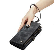 CaseMe for  iPhone 8 & 7  Multifunctional Leather Billfold with Detachable Magnetic PC Back Protective Case & Holder & 10 Card Slots & 3 Cash Slots & 1 Zipper Wallet & 2 Photo Frames & 3 Magnetic Clasps(Black)