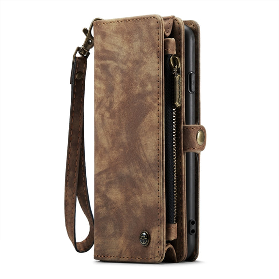 CaseMe for  iPhone 8 & 7  Multifunctional Leather Billfold with Detachable Magnetic PC Back Protective Case & Holder & 10 Card Slots & 3 Cash Slots & 1 Zipper Wallet & 2 Photo Frames & 3 Magnetic Clasps(Coffee)