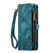 CaseMe for  iPhone 8 & 7  Multifunctional Leather Billfold with Detachable Magnetic PC Back Protective Case & Holder & 10 Card Slots & 3 Cash Slots & 1 Zipper Wallet & 2 Photo Frames & 3 Magnetic Clasps(Blue)