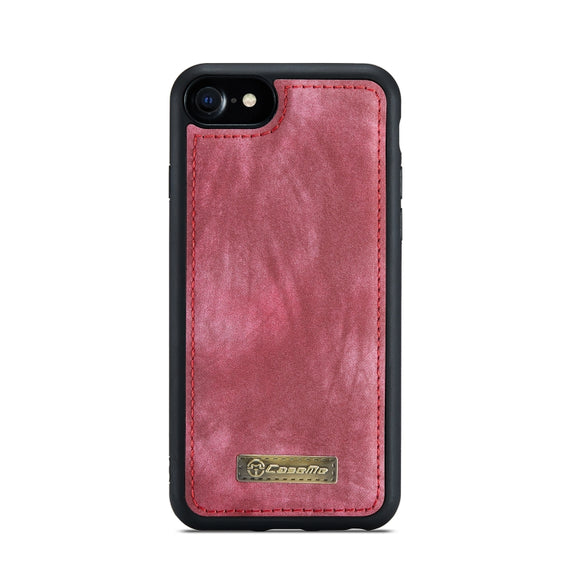 CaseMe for  iPhone 8 & 7  Multifunctional Leather Billfold with Detachable Magnetic PC Back Protective Case & Holder & 10 Card Slots & 3 Cash Slots & 1 Zipper Wallet & 2 Photo Frames & 3 Magnetic Clasps(Red)