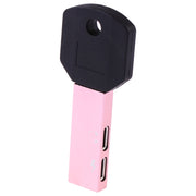 RC16 Dual 8 Pin Female to 8 Pin Male Key Shape Mini Portable Audio & Charge Adapter(Pink)