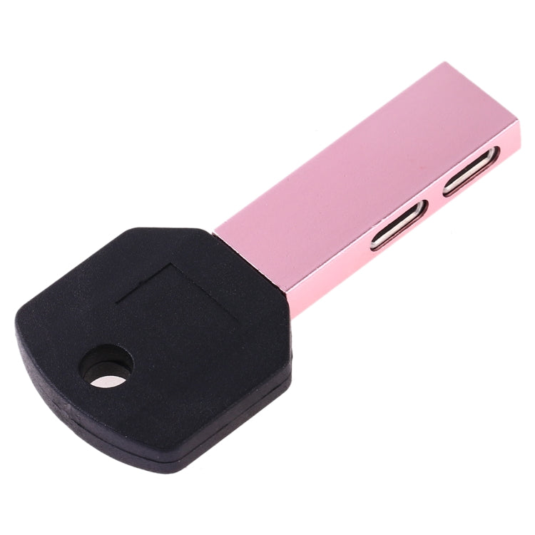 RC16 Dual 8 Pin Female to 8 Pin Male Key Shape Mini Portable Audio & Charge Adapter(Pink)