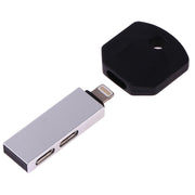 RC16 Dual 8 Pin Female to 8 Pin Male Key Shape Mini Portable Audio & Charge Adapter(White)