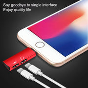 RC16 Dual 8 Pin Female to 8 Pin Male Key Shape Mini Portable Audio & Charge Adapter(White)